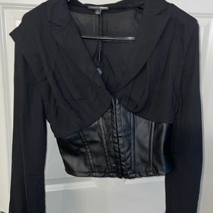 Black long sleeve corset top